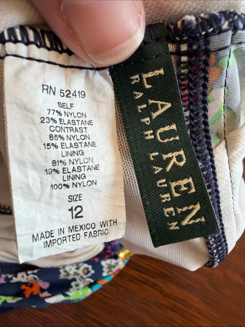 Lauren Ralph Lauren Navy One-Piece with Multicolor Paisley Print size 12